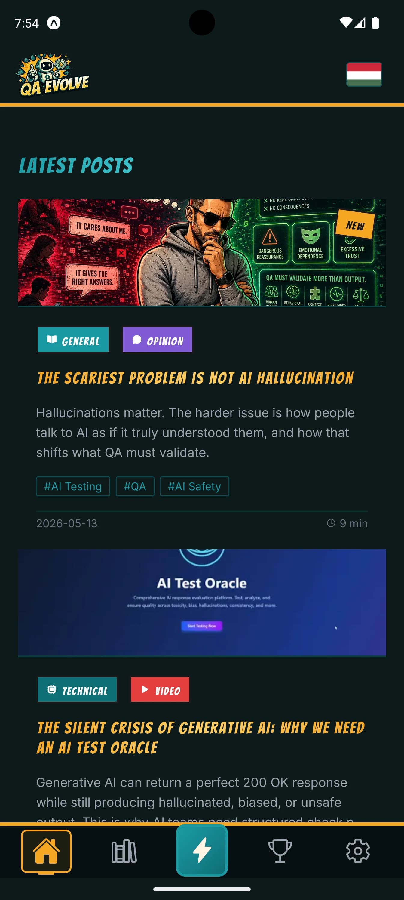 Screenshot of the QA Evolve mobile app (2 of 10)