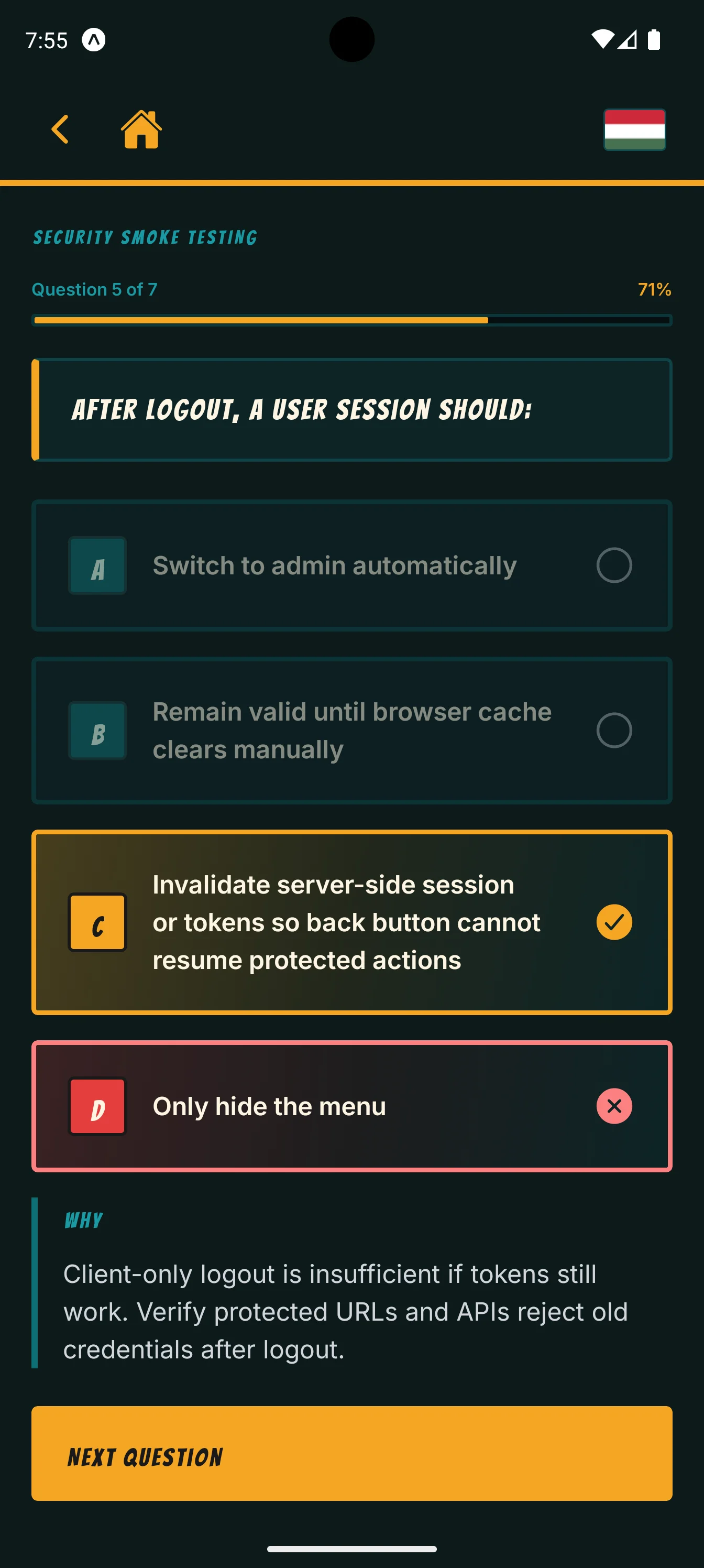 Screenshot of the QA Evolve mobile app (7 of 10)